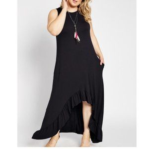 Dress Ruffled High-Low Maxi Dress - Black 3X